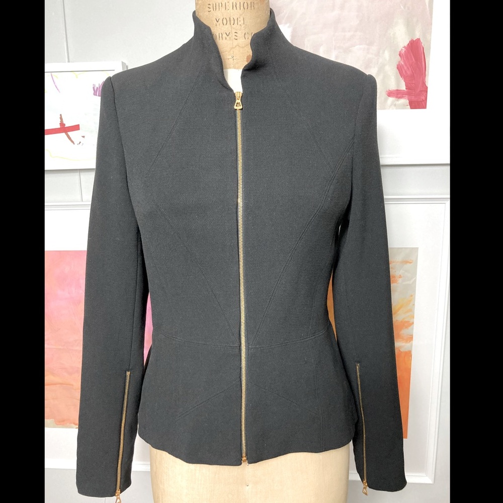 L’Agence black crepe jacket with silk lining, size 6